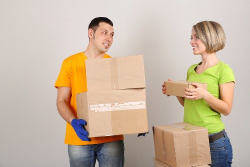 Packing materials arranged for a move in a typical Enfield residential property